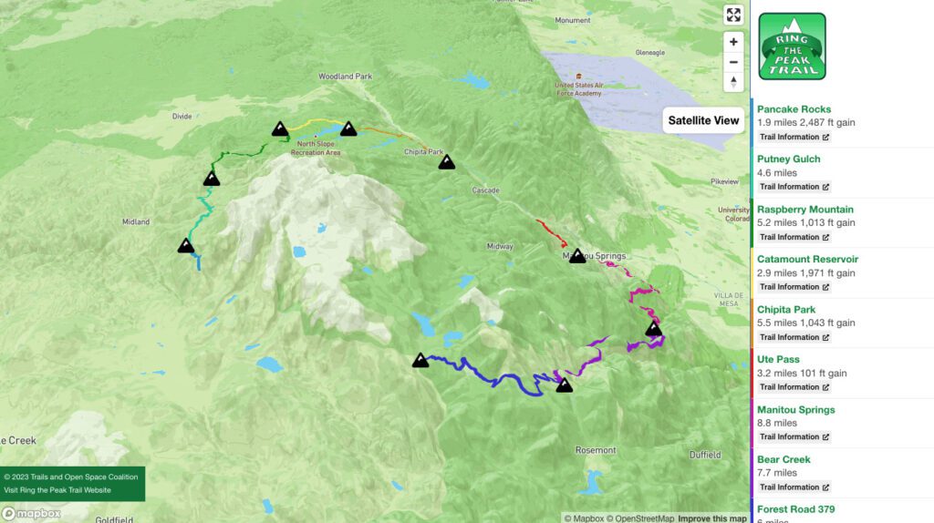 Ring the Peak Trail interactive map design