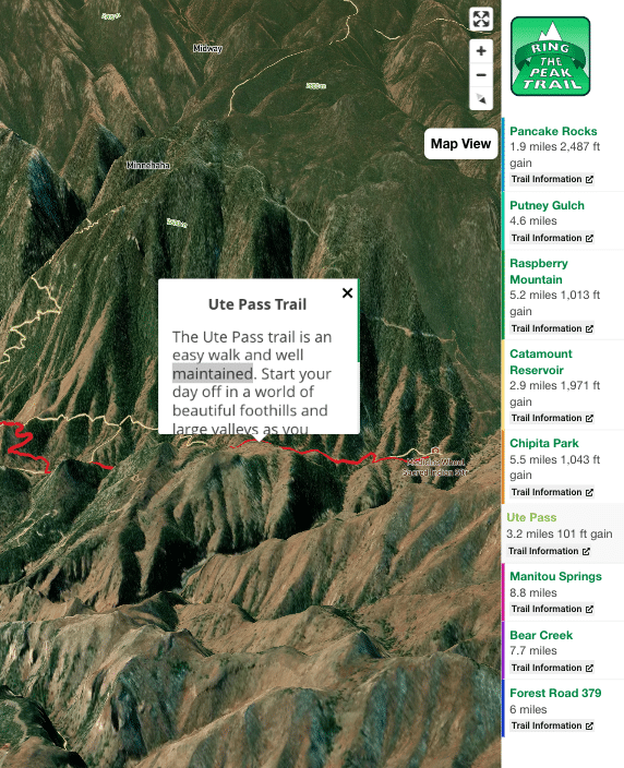 Ring the Peak Trail interactive map design